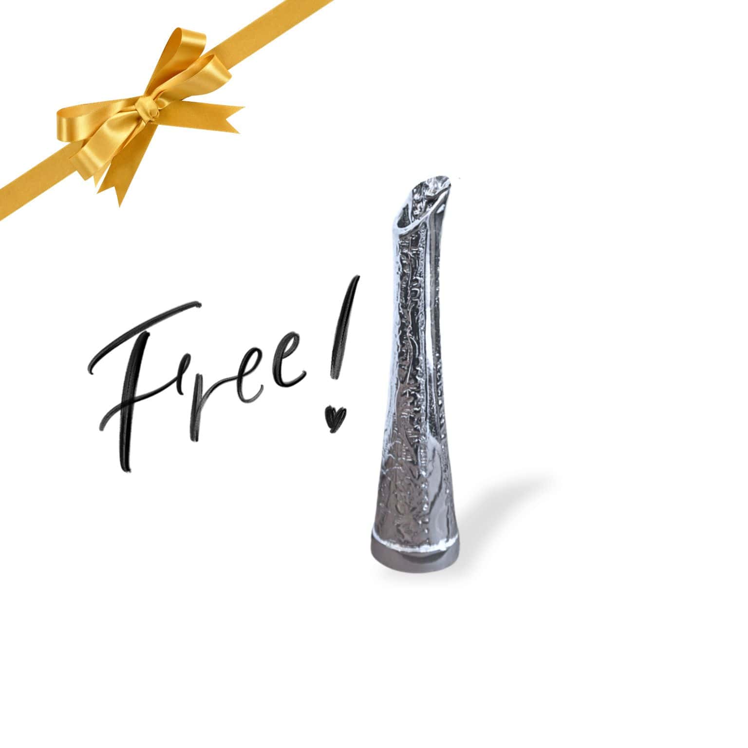 Pure Silver Rose + FREE Silver-Dipped Vase Set | Black Vegan Leather Box