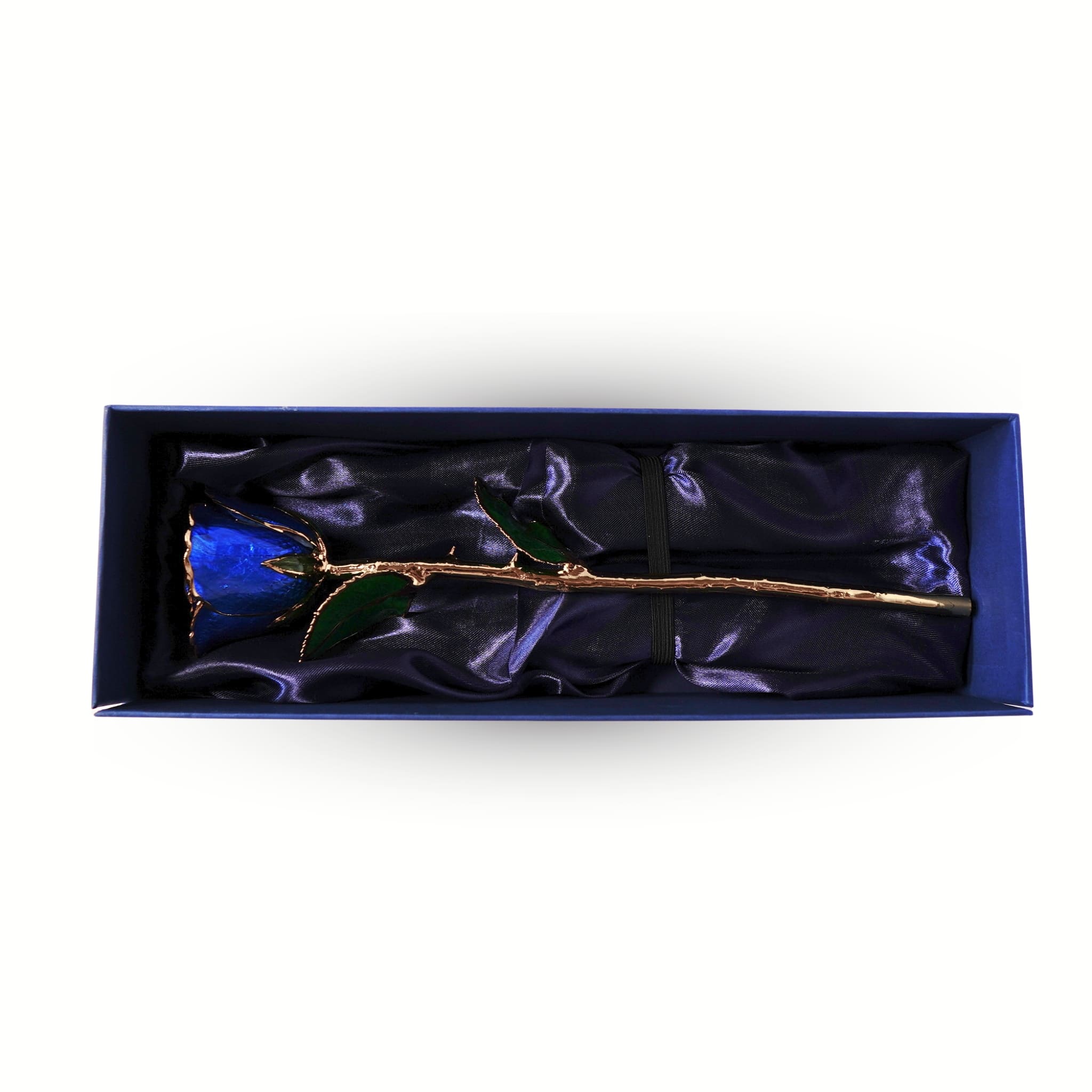 Gold Dipped Rose 11.5" - Royal Navy Blue Box