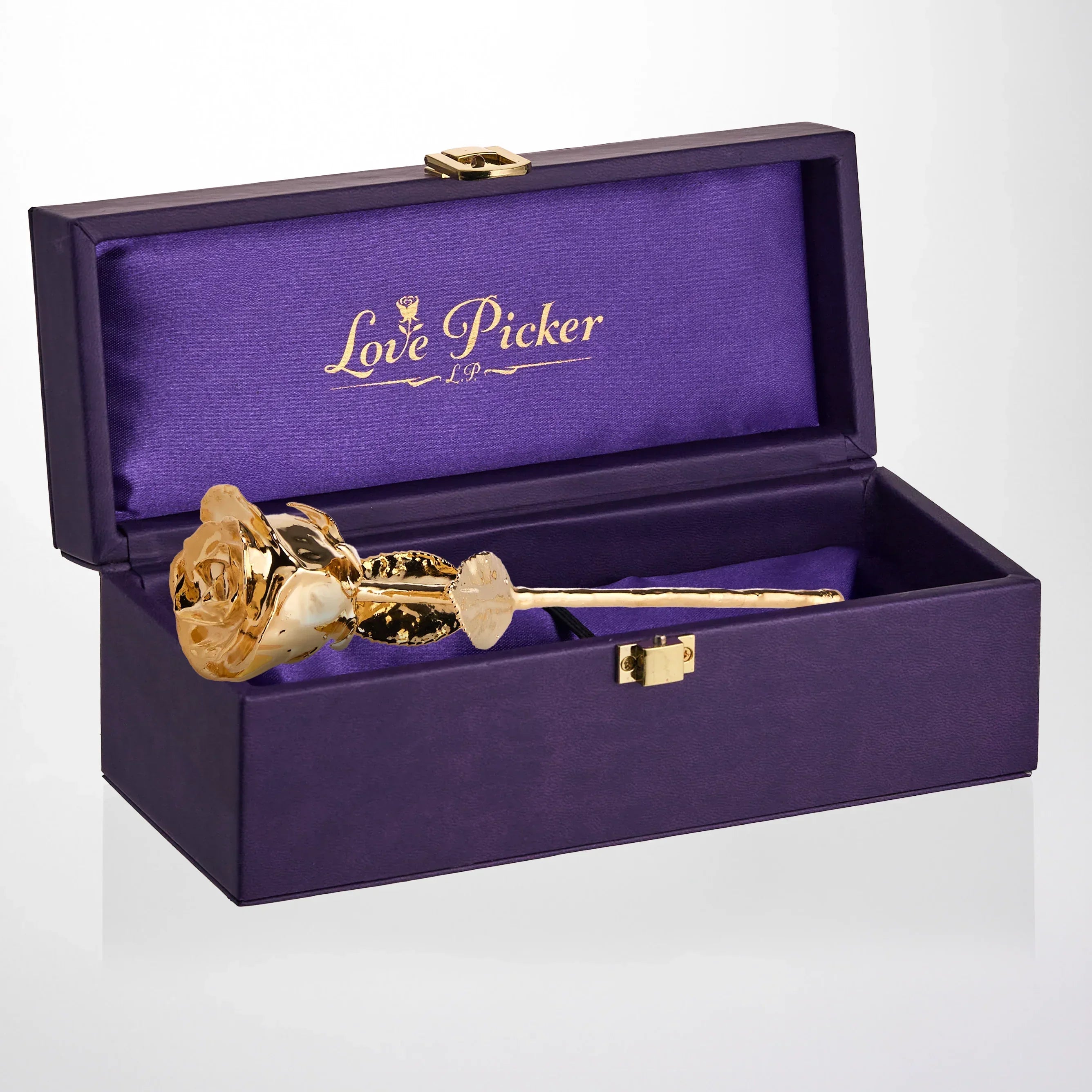 4℃ ローズゴールド アンクレット ギフトボックス付き Engraved 24K Gold Rose in Royal Purple Box – 7″ Real Rose Gift