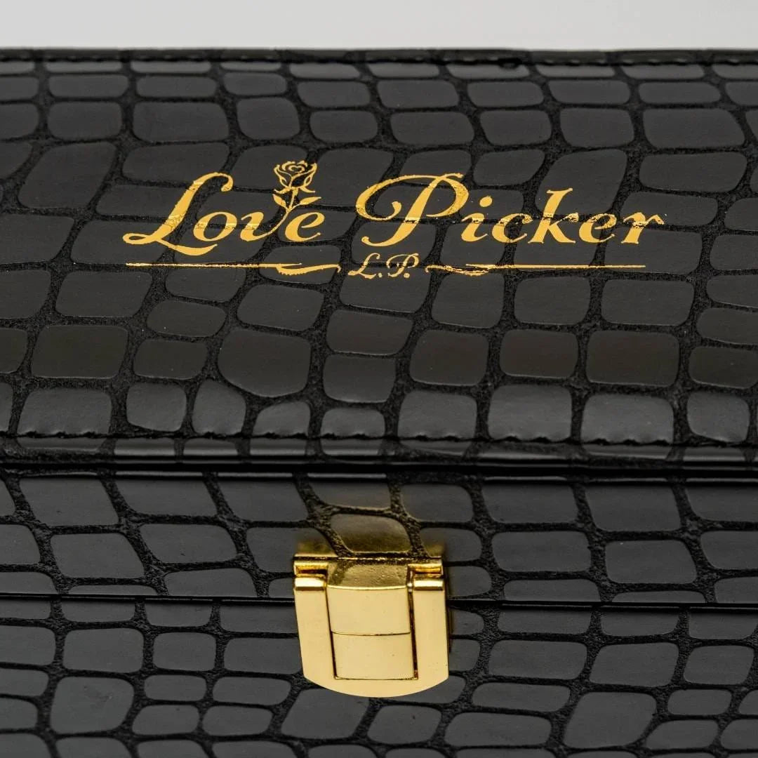 LovePicker Small Leather Box 24K Gold Dipped Natural Rose 7" Luxury Real Leather Display and Gift Box Gold Dipped Rose anniversary-birthday-wedding-gift Valentines-Day milestone-gifts luxury-custom-elegant