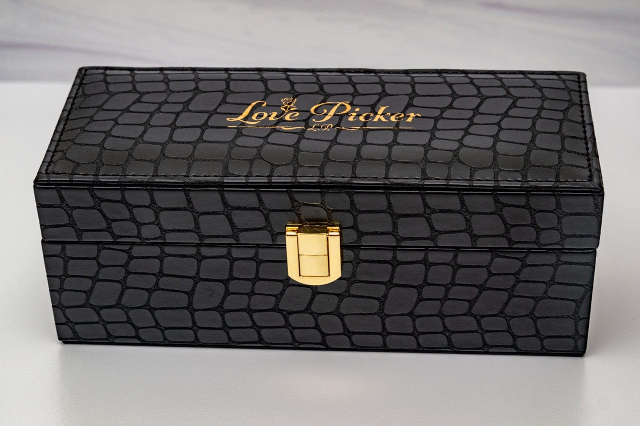 LovePicker Small Leather Box 24K Gold Dipped Natural Rose 7" Luxury Real Leather Display and Gift Box Gold Dipped Rose anniversary-birthday-wedding-gift Valentines-Day milestone-gifts luxury-custom-elegant