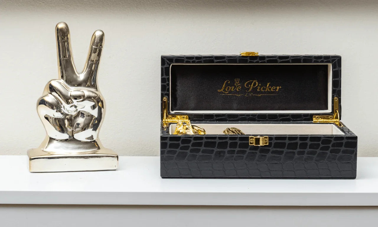 LovePicker Small Leather Box 24K Gold Dipped Natural Rose 7" Luxury Real Leather Display and Gift Box Gold Dipped Rose anniversary-birthday-wedding-gift Valentines-Day milestone-gifts luxury-custom-elegant
