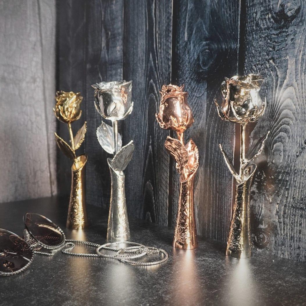 LovePicker Vase Gold Dipped Lovepicker 24k Gold Rose 7 Inch Vase Holder Gold Dipped Vase Gold Dipped Rose anniversary-birthday-wedding-gift Valentines-Day milestone-gifts luxury-custom-elegant