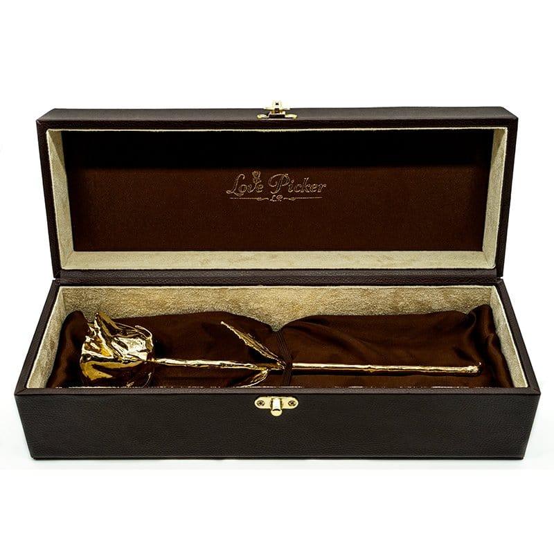 Lovepicker Gold Dipped Rose 24K Gold Dipped Natural Rose 11.5" - Umber Color Gift Box Gold Dipped Rose anniversary-birthday-wedding-gift Valentines-Day milestone-gifts luxury-custom-elegant