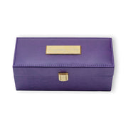 Purple vegan leather box with gold accents on a white background engraving 