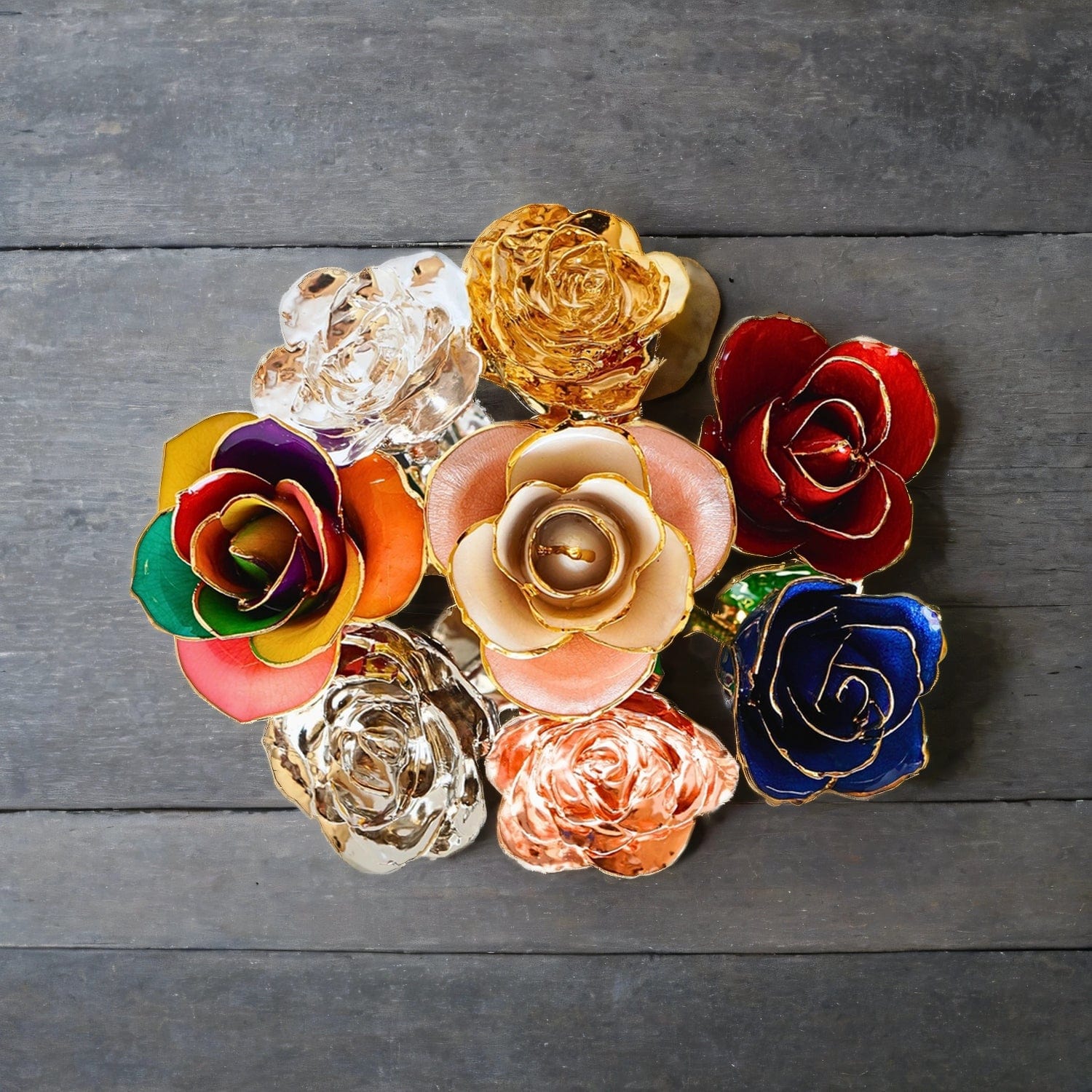 24 Gold dipped Roses, Silver, Platinum, Rose-Gold, Blue Gold, Gold Pink Rose, Rainbow Rose Gold, Red Gold Rose