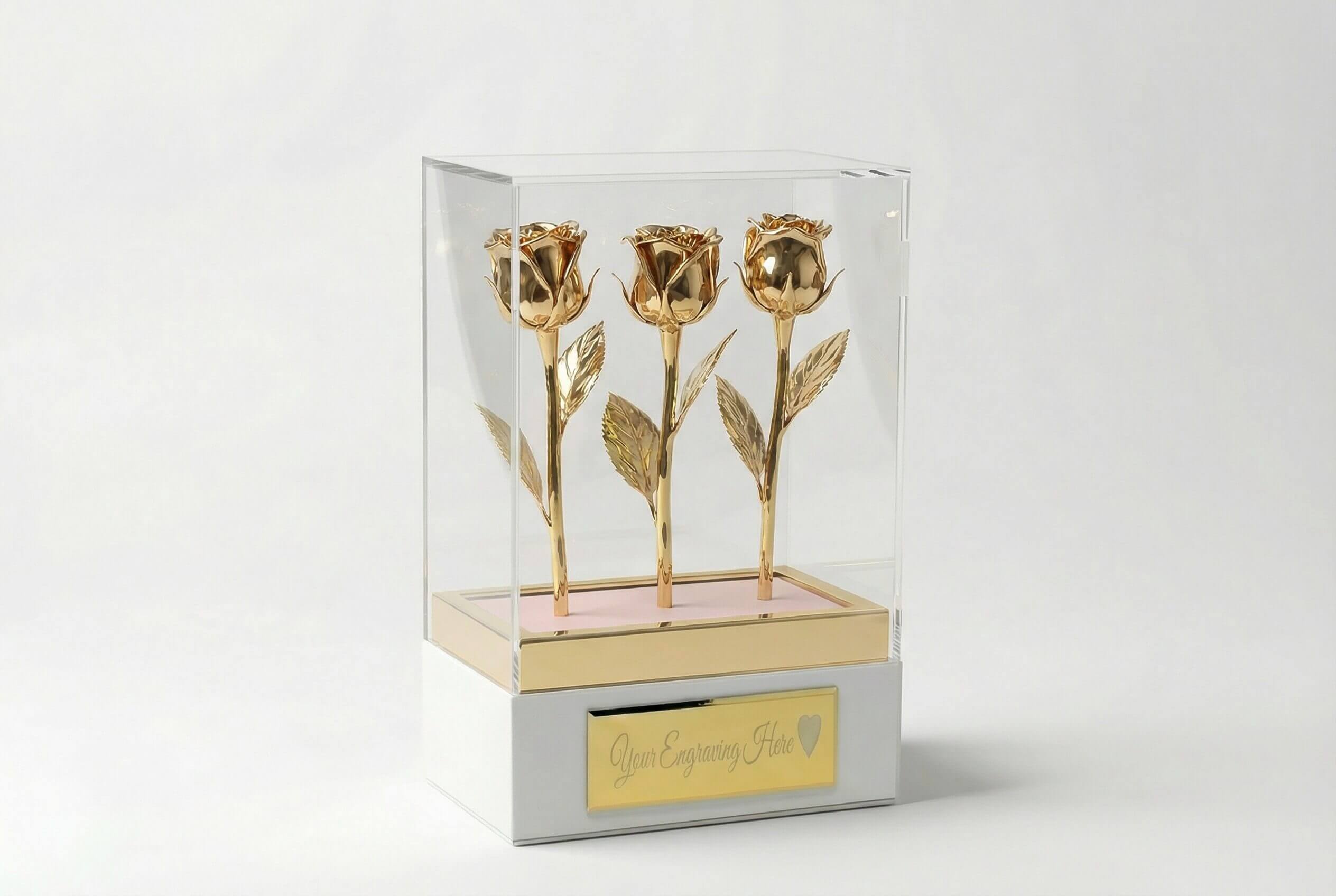 Acrylic Display 7" Rose with Personalized Engraving