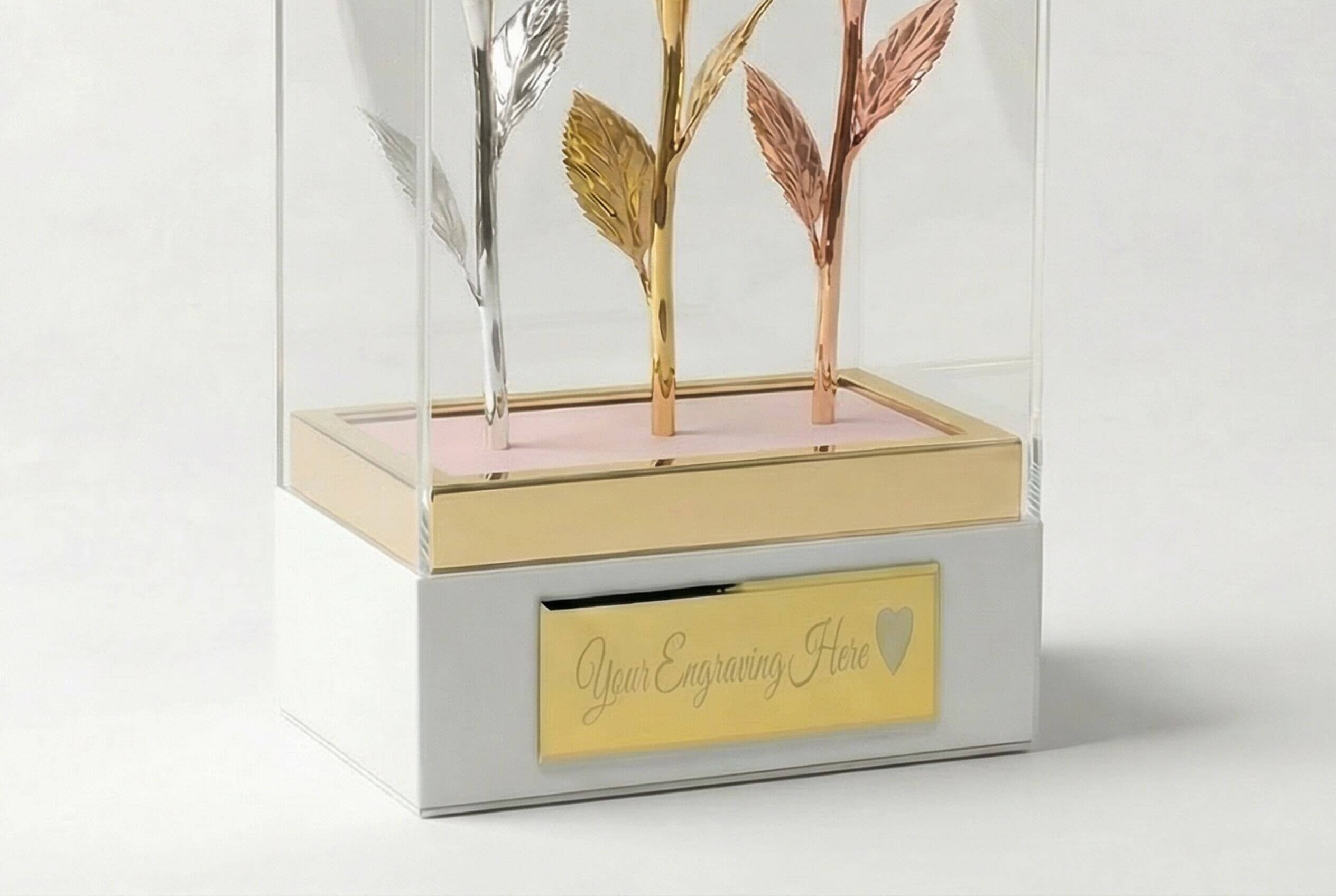 Acrylic Display 7" Rose with Personalized Engraving