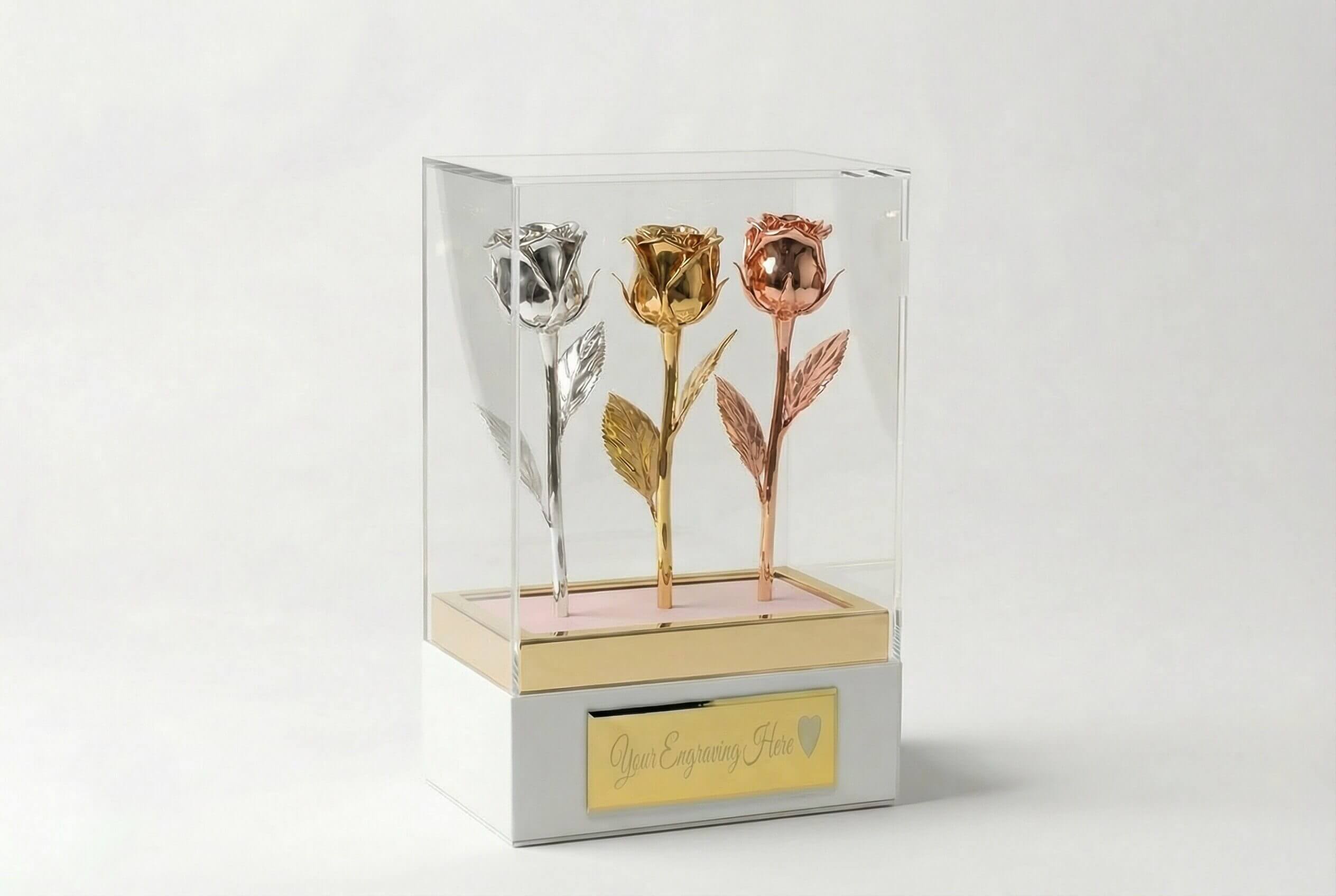 Acrylic Display 7" Rose with Personalized Engraving
