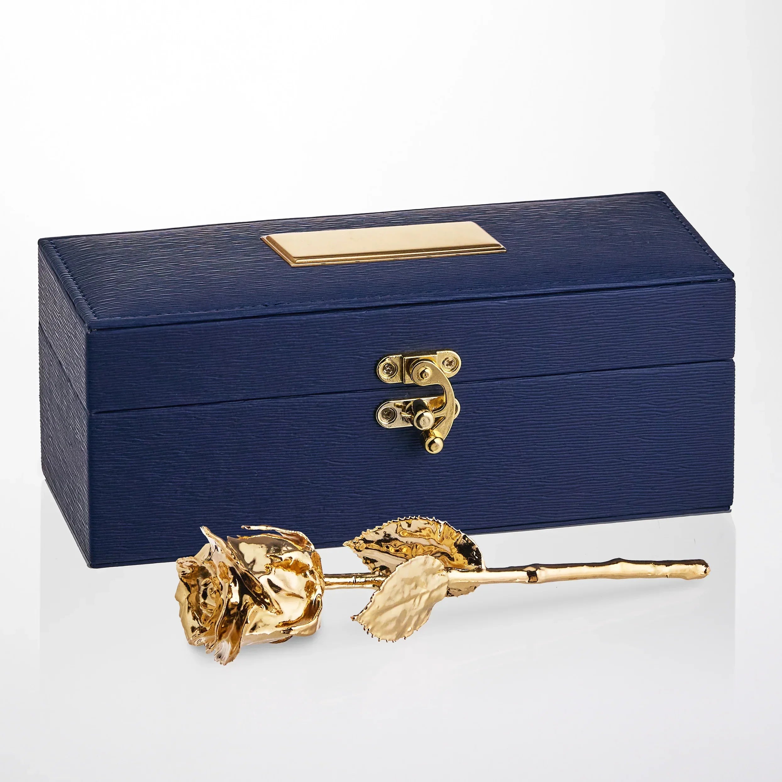 Engraved 24K Gold Rose in Black Croc Vegan Leather Box – 7″ Real Engraved 24K Gold Rose in Black Croc Vegan Leather Box – 7″ Real