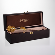 24K गोल्ड डिप्ड नेचुरल रोज 11.5" - अंबर कलर गिफ्ट बॉक्स