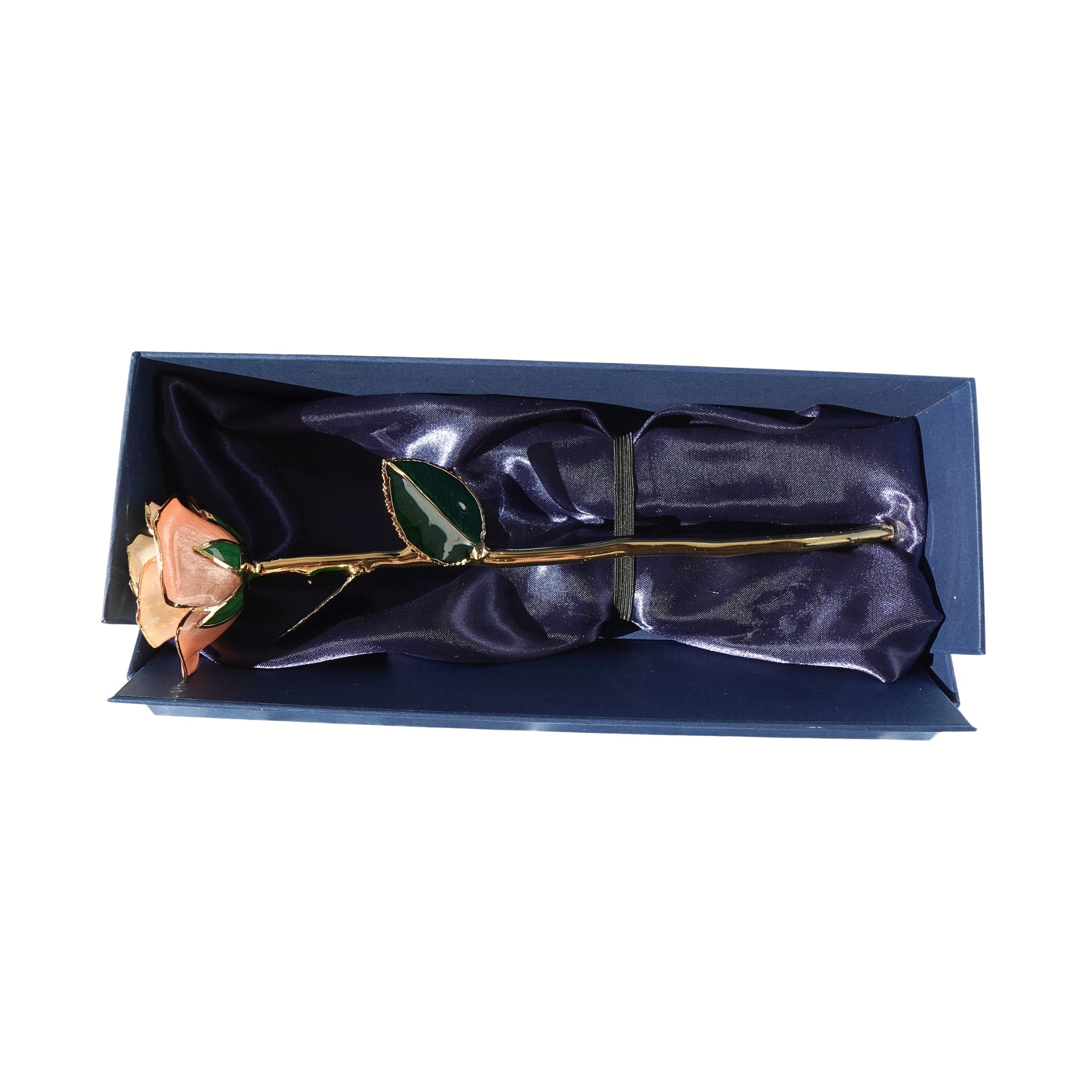 Gold Dipped Rose 11.5" - Royal Navy Blue Box