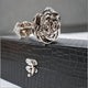 Platinum Dipped Natural Rose 11.5" - Black Luxe Genuine Leather Gift Box