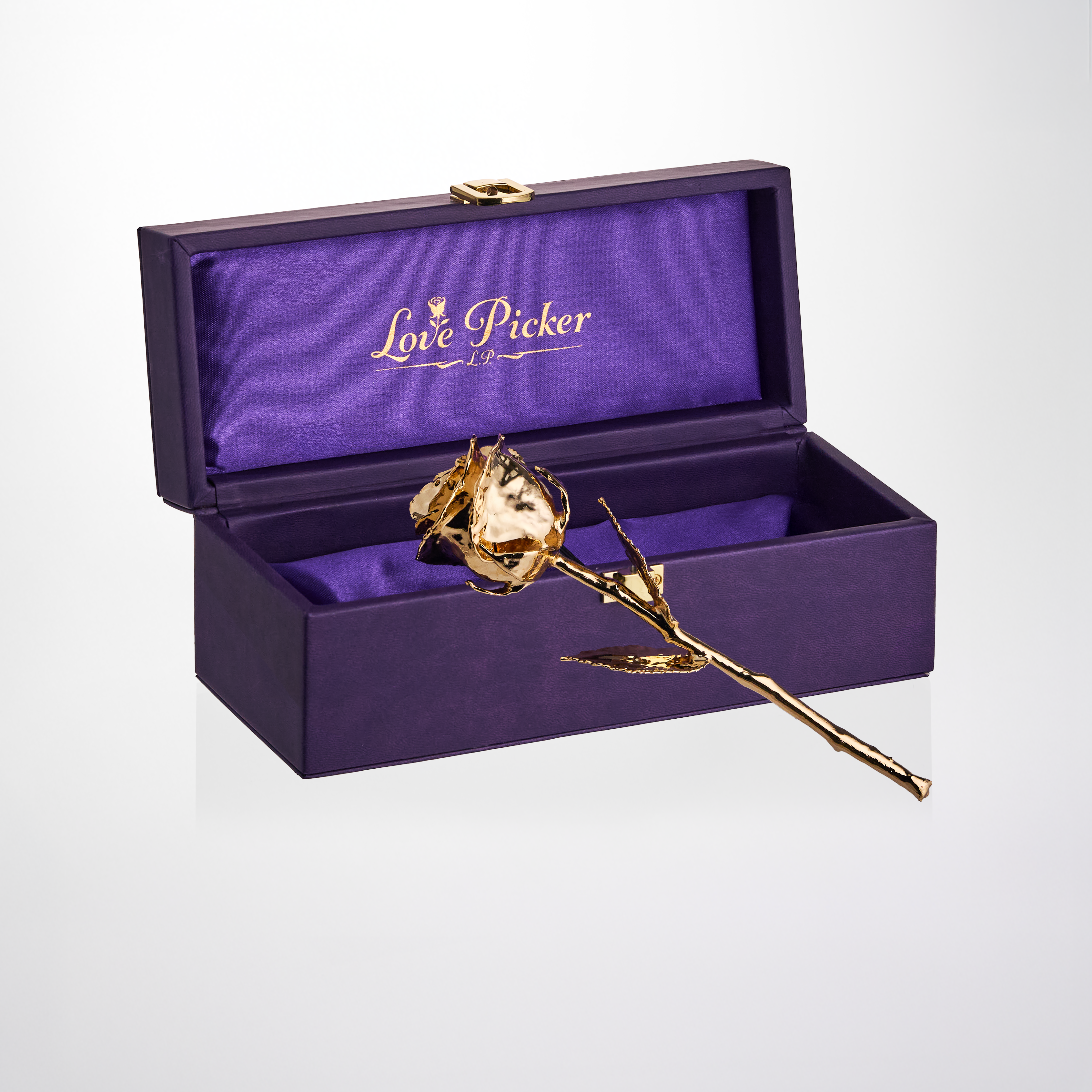 7" Electroplated 24K Gold Real Rose in vegan Leather Gift Box (Multiple Colors)