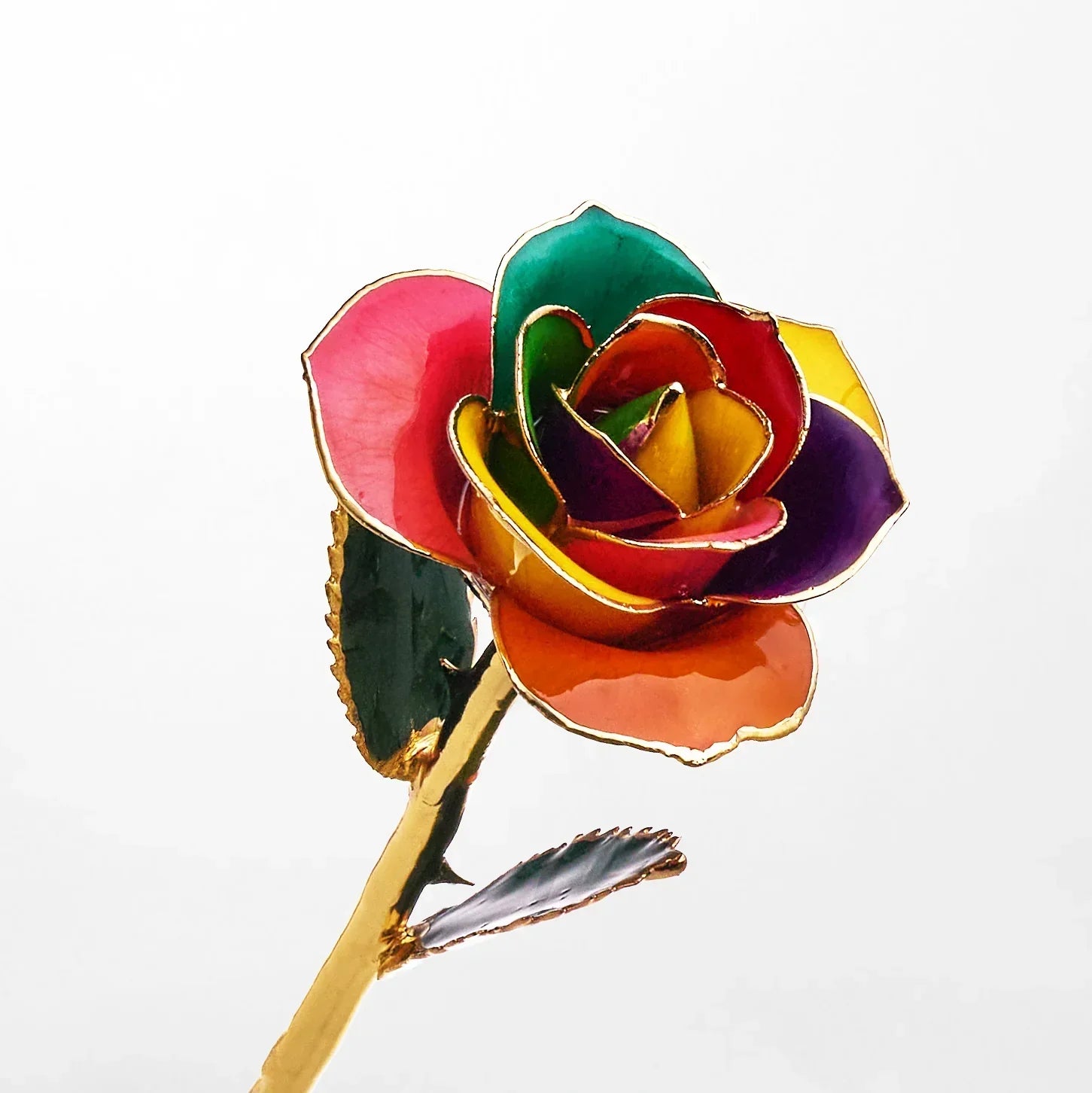 Gold Dipped Rose 11.5" - Royal Navy Blue Box