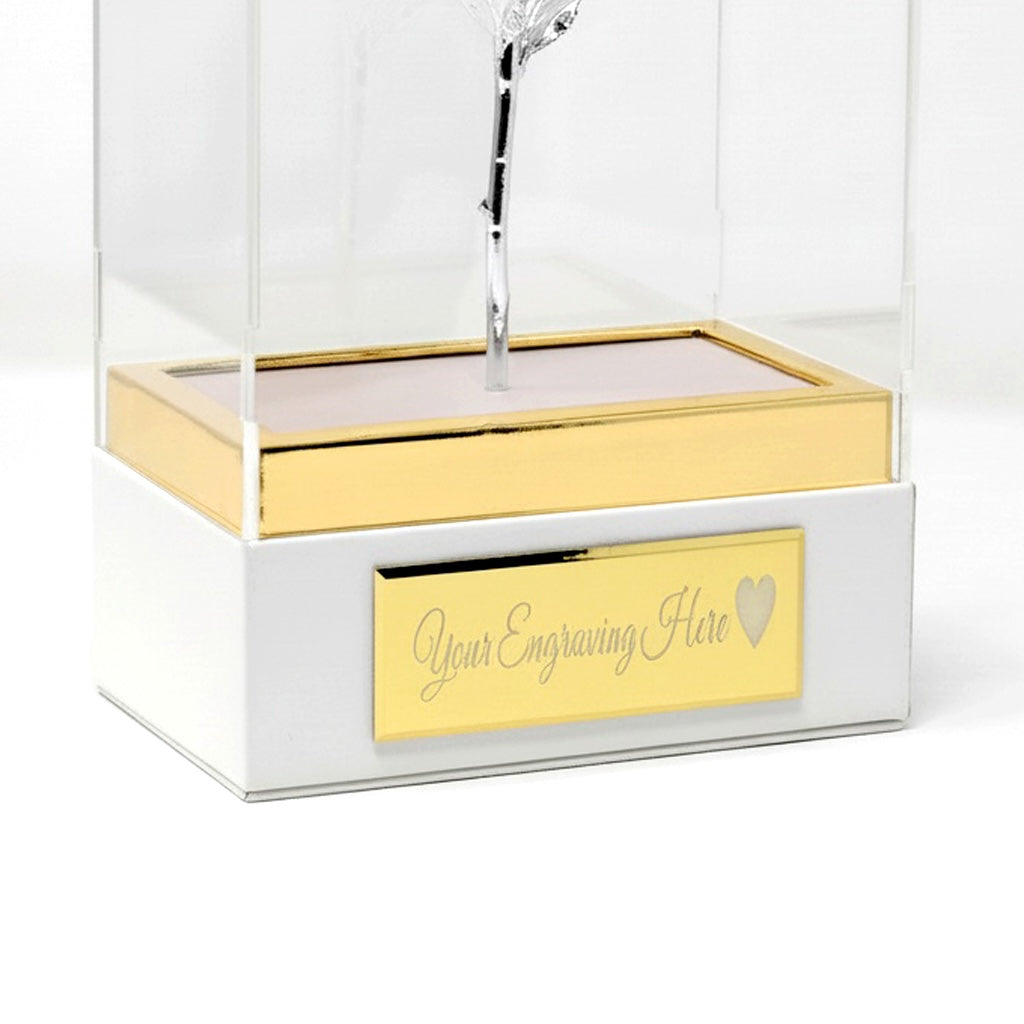 Acrylic Display 7" Rose with Personalized Engraving