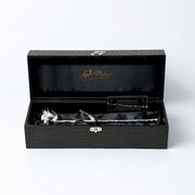 NY Silverdoppad Naturlig Ros 11,5" - Luxe Noir Presentask - Äkta Läder