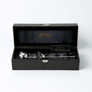 Pure Silver Rose + FREE Silver-Dipped Vase Set | Black Vegan Leather Box