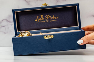 24K Gold Dipped Natural Rose 7" - Midnight Blue Real Leather Gift Box - Lovepicker