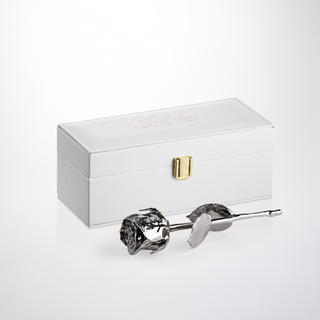 उत्कीर्ण फ्रॉस्टेड व्हाइट वीगन लेदर गिफ्ट बॉक्स - 7″ रोज़