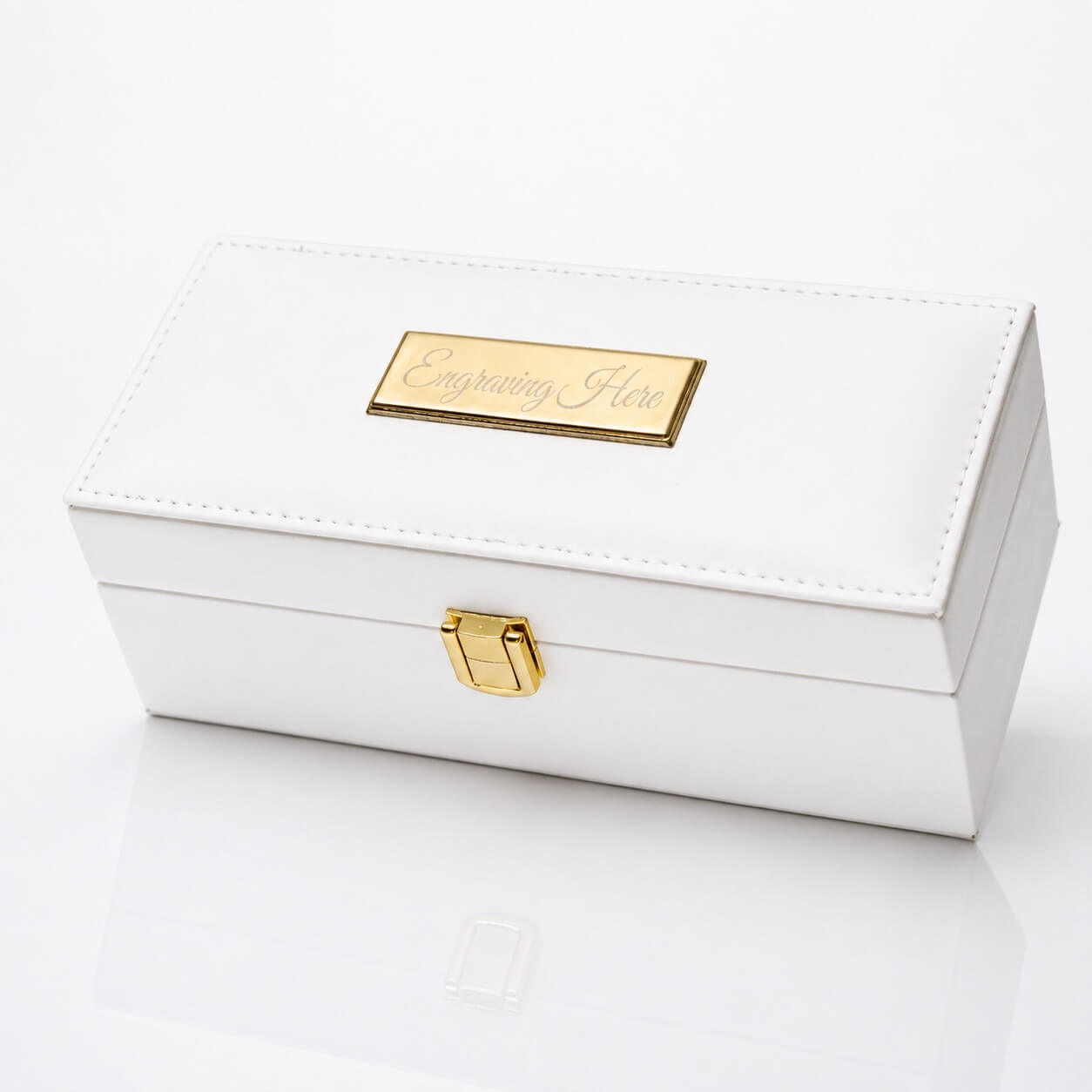 7inch small 24k gold plated white vegan leather personalized engraving from lovepicker