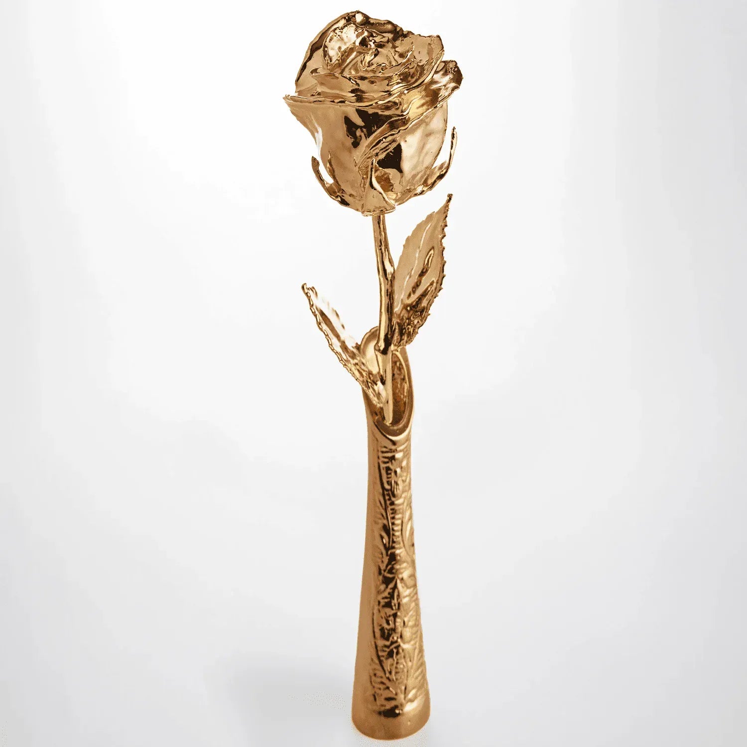 Vase Lovepicker 11,5 pouces à finition or pour rose préservée
