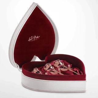 NEW - 3 Gold Dipped Roses 7" - Crimson Velvet Heart Shaped Leather Box