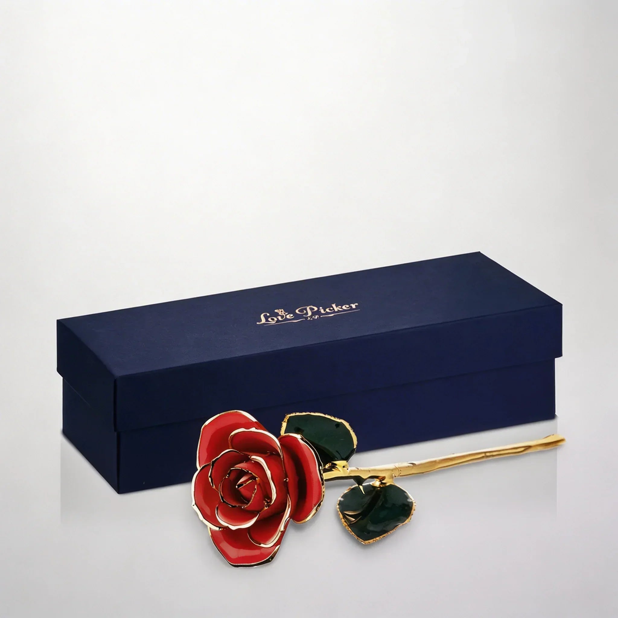 Gold Dipped Rose 11.5" - Royal Navy Blue Box