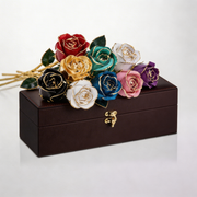 24K 골드 도금 천연 장미 11.5인치 - 엄버 컬러 선물 상자