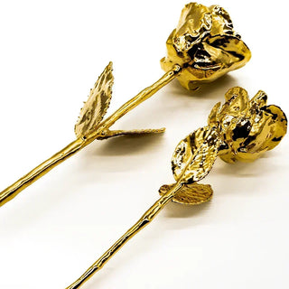 LovePicker Gold Dipped Rose 24K Gold Dipped Natural Rose 7" - Midnight Blue Real Leather Gift Box Gold Dipped Rose anniversary-birthday-wedding-gift Valentines-Day milestone-gifts luxury-custom-elegant