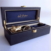 LovePicker Gold Dipped Rose 24K Gold Dipped Natural Rose 7" - Midnight Blue Real Leather Gift Box Gold Dipped Rose anniversary-birthday-wedding-gift Valentines-Day milestone-gifts luxury-custom-elegant