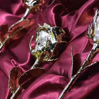 Lovepicker Gold Dipped Rose NEW - 3 Gold Dipped Roses 7" - Crimson Velvet Heart Shaped Leather Box Gold Dipped Rose anniversary-birthday-wedding-gift Valentines-Day milestone-gifts luxury-custom-elegant