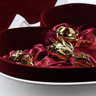 Lovepicker Gold Dipped Rose NEW - 3 Gold Dipped Roses 7" - Crimson Velvet Heart Shaped Leather Box Gold Dipped Rose anniversary-birthday-wedding-gift Valentines-Day milestone-gifts luxury-custom-elegant