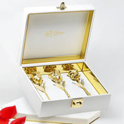 Lovepicker Gold Dipped Rose NEW - 3 Gold Dipped Roses 7" - Ivory Acrylic Chest Gold Dipped Rose anniversary-birthday-wedding-gift Valentines-Day milestone-gifts luxury-custom-elegant