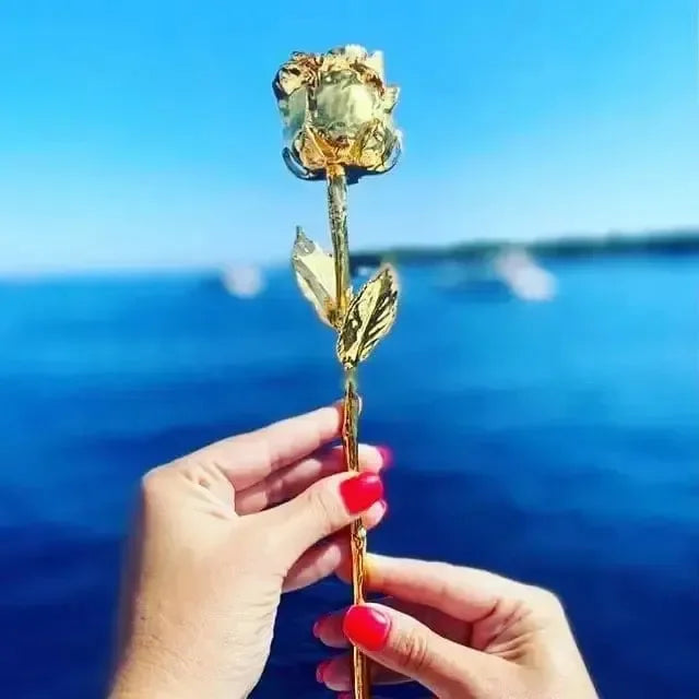Lovepicker Rose 24K Rose Gold Dipped Real Rose – No Box Included Regular 11.5" / Gold / Gold Gold Dipped Rose anniversary-birthday-wedding-gift Valentines-Day milestone-gifts luxury-custom-elegant