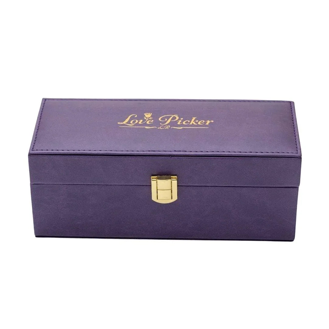 LovePicker Small Leather Box 24K Gold Dipped Natural 7" Rose Luxury Leather Display Box Gold Dipped Rose anniversary-birthday-wedding-gift Valentines-Day milestone-gifts luxury-custom-elegant