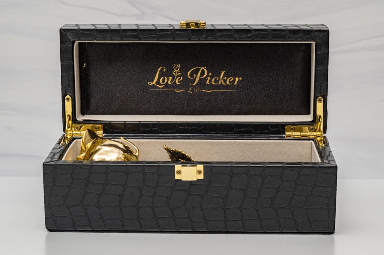 LovePicker Small Leather Box 24K Gold Dipped Natural 7" Rose Luxury Leather Display Box Gold Dipped Rose anniversary-birthday-wedding-gift Valentines-Day milestone-gifts luxury-custom-elegant
