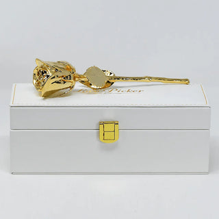 LovePicker Small Leather Box 24K Gold Dipped Natural 7" Rose Luxury Leather Display Box White Gold Dipped Rose anniversary-birthday-wedding-gift Valentines-Day milestone-gifts luxury-custom-elegant