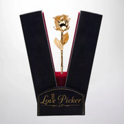 24K gold preserved rose in an elegant black and red gift box