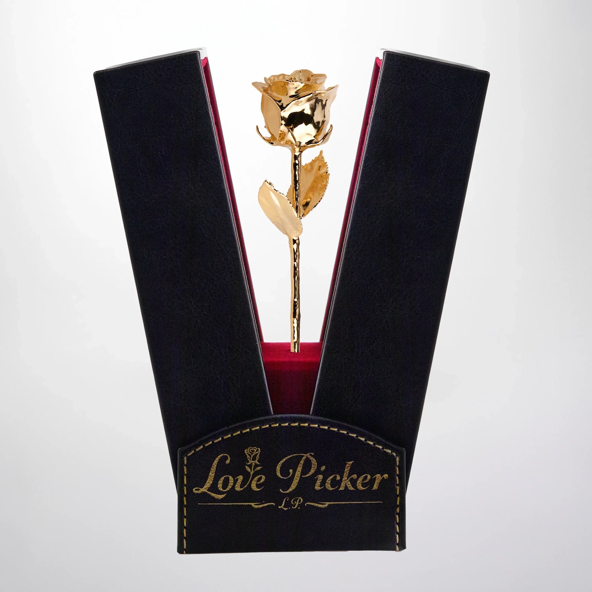 24K gold preserved rose in an elegant black and red gift box