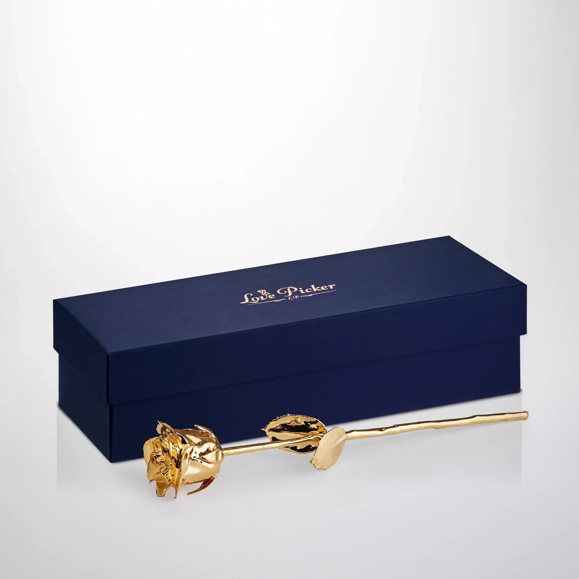 24K gold plated rose with navy blue gift box, luxury preserved rose gift