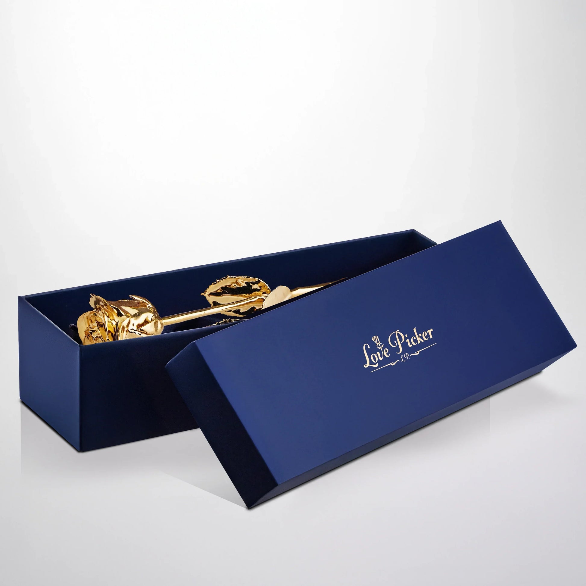 24K gold preserved rose in elegant blue gift box, perfect romantic anniversary present