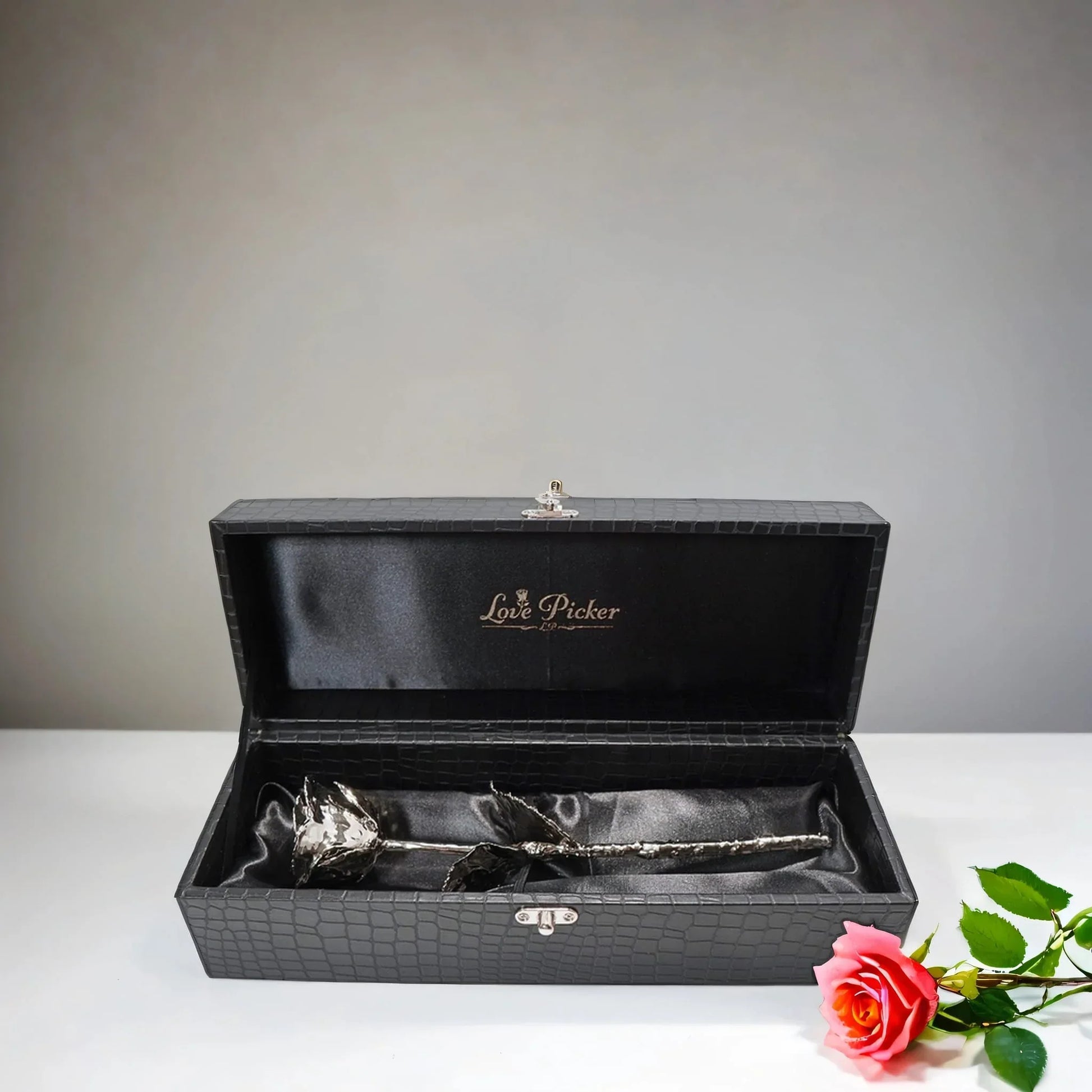 Platinum finished preserved rose 11.5 inch—executive gift for him anniversary milestone-gifts