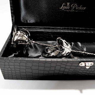 Anniversary gift for him—platinum rose in genuine leather box
