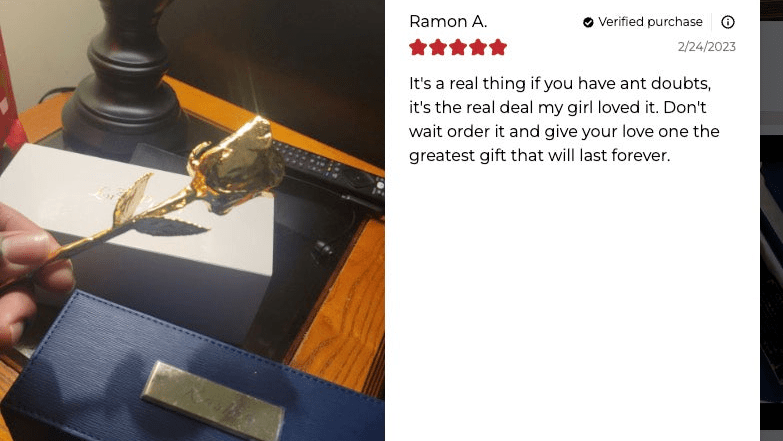 gold dipped rose blue leather box
