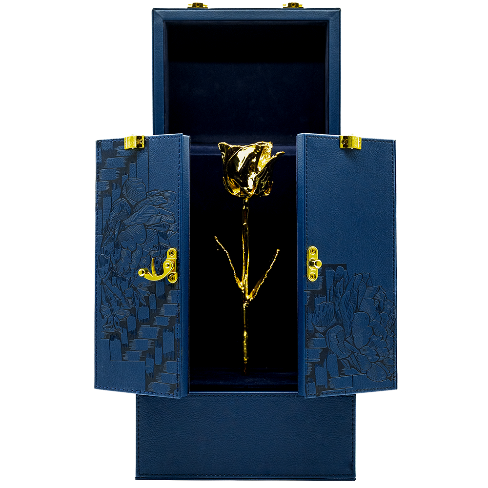 NEW 24K Gold Dipped Natural Rose 11.5" - Da Vinci's Box