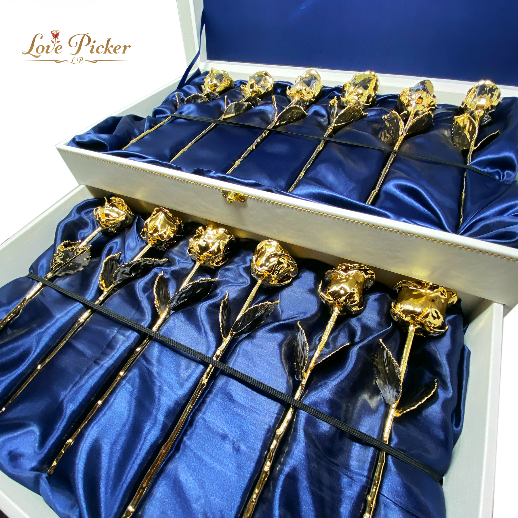 -LIMITED QUANTITY- 24K Gold Dipped Roses: One Dozen Real Gold Roses and Giant white Gift Box with a Silk inside - Lovepicker