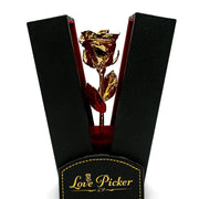 Lovepicker 24K Gold Dipped Rose 7" In Onyx Luxury Black Leather Gift Box Genuine Gold Dipped Rose anniversary-birthday-wedding-gift Valentines-Day milestone-gifts luxury-custom-elegant