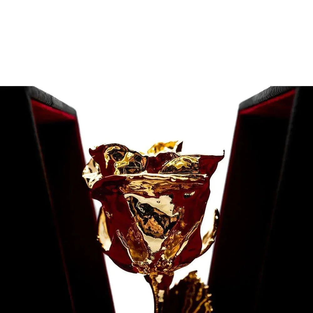 Lovepicker 24K Gold Dipped Rose 7" In Onyx Luxury Black Leather Gift Box Genuine Gold Dipped Rose anniversary-birthday-wedding-gift Valentines-Day milestone-gifts luxury-custom-elegant