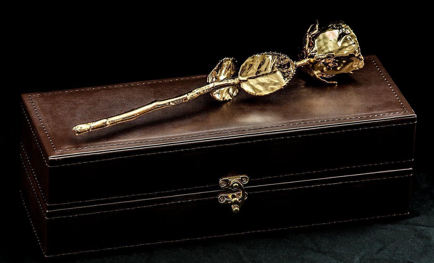 Lovepicker Gold Dipped Rose 24K Gold Dipped Natural Rose 11.5" - Umber Color Gift Box Gold Dipped Rose anniversary-birthday-wedding-gift Valentines-Day milestone-gifts luxury-custom-elegant